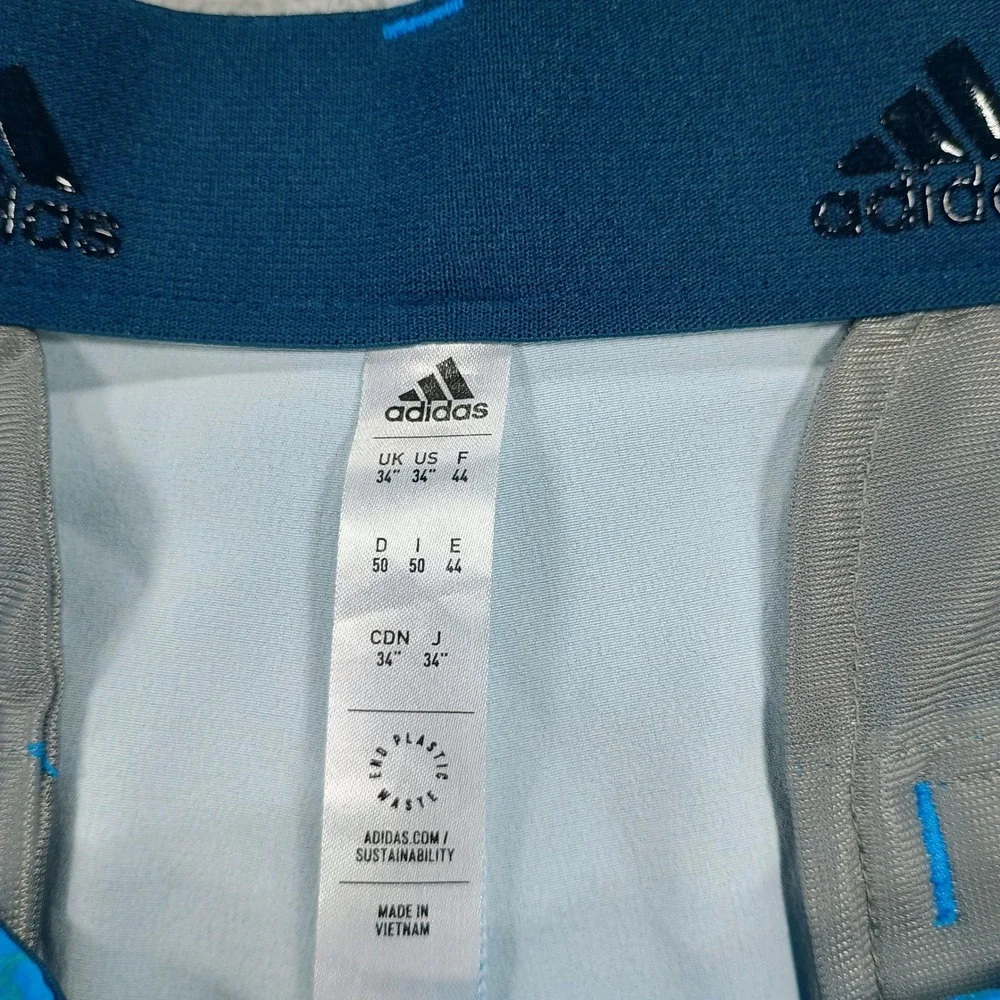 Adidas Mens Golf Shorts Blue 34 Geometric Pattern Performance Stretch